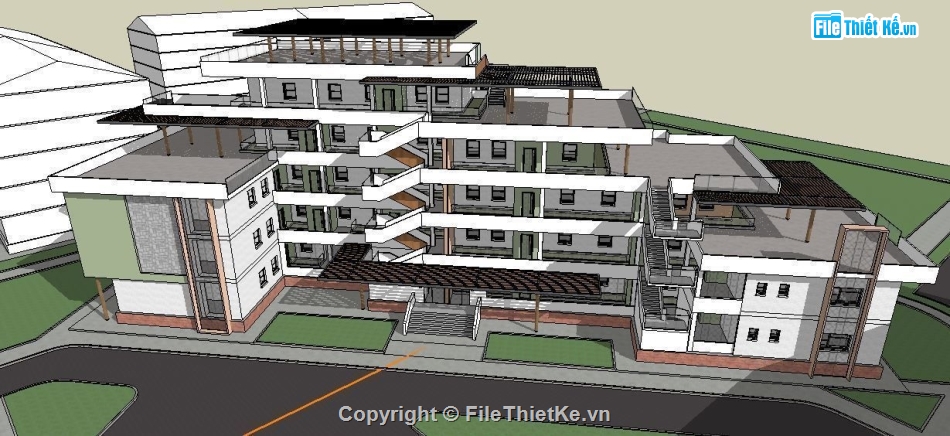 Trụ sở làm việc 5 tầng,File su trụ sở làm việc,Trụ sở làm việc 5 tầng file su,sketchup trụ sở làm việc,trụ sở làm việc model su