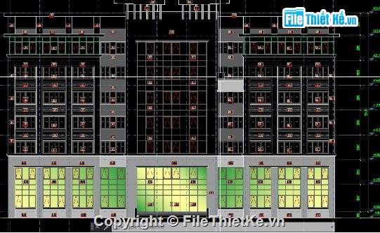 trụ sở làm việc 7 tầng,trụ sở làm việc,file cad trụ sở làm việc