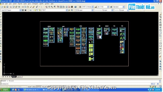 trụ sở 2 tầng 7.5x33m,bản vẽ UBND xã 2 tầng,trụ sở ủy ban nhân dân 2 tầng,file cad UBND xã 2 tầng