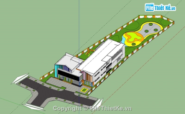 Thiết kế trường mầm non,trường mâm non,Thiết kế trường học,Model trường mầm non,revit thiết kế trường mầm non