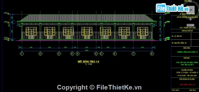 Trường mẫu giáo,1 tầng 6.2x29.4m,Trường mầm non,file cad trường mầm non,bản vẽ trường mầm non