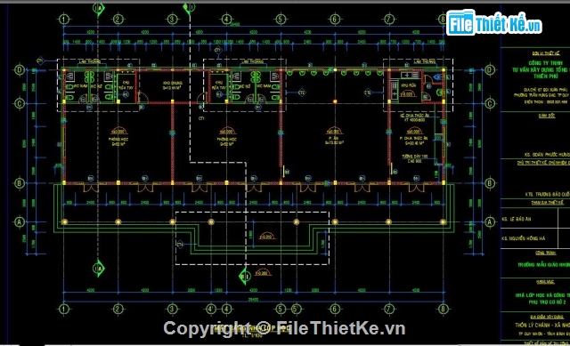 Trường mẫu giáo,1 tầng 6.2x29.4m,Trường mầm non,file cad trường mầm non,bản vẽ trường mầm non