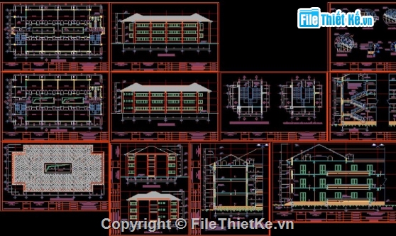 trường THPT,file cad trường THPT,cad trường học
