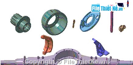 cụm cầu sau,bản vẽ cụm cầu,cụm may ơ,cụm cầu sau chủ động