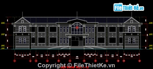 UBND file cad,ủy ban xã 2 tầng,file cad ủy ban xã