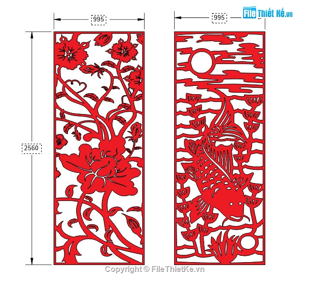 file cnc vách ngăn hoa văn,vách cá chép,mẫu cnc vách ngăn