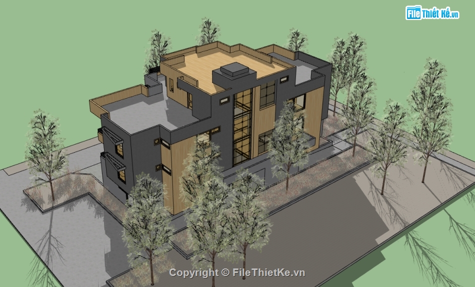 văn phòng làm việc file su,sketchup thiết kế văn phòng,văn phòng 4 tầng dựng 3d su