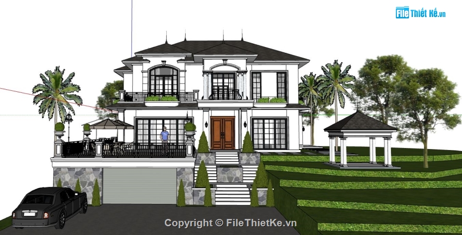 file 3d sketchup,file sketchup biệt thự liền kề,model su biệt thự,biệt thự hiện đại