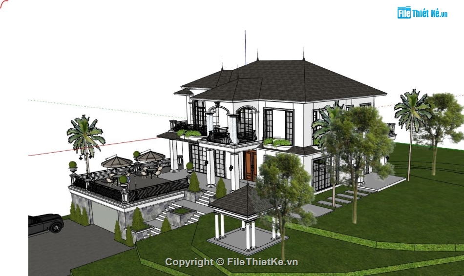 file 3d sketchup,file sketchup biệt thự liền kề,model su biệt thự,biệt thự hiện đại