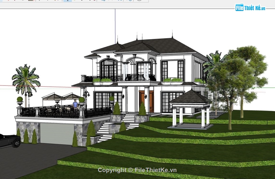 file 3d sketchup,file sketchup biệt thự liền kề,model su biệt thự,biệt thự hiện đại