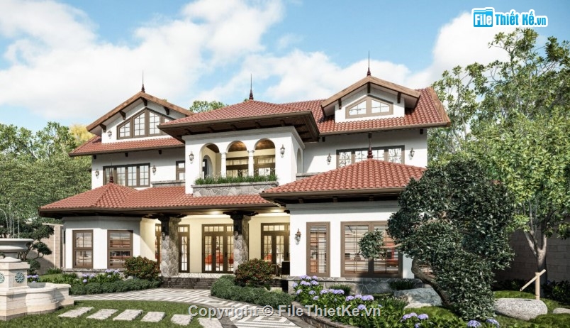 mẫu villa 3 tầng su đẹp,villa đẹp,file sketchup villa 3 tầng