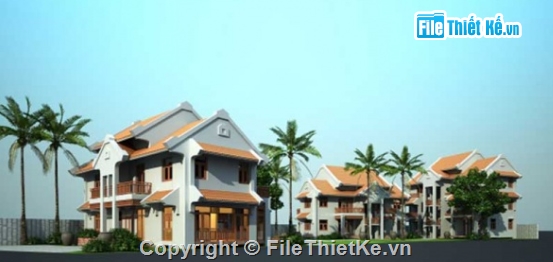 Villa hội an,villa 2 tầng,cad villa 2 tầng