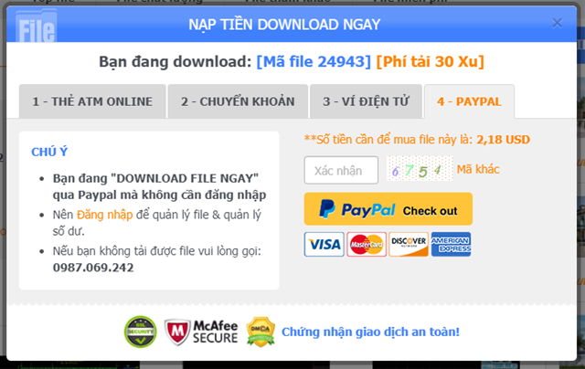 Tải file thiết kế, tải có phí, download file