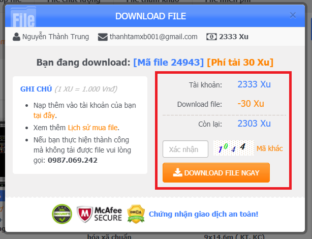 Tải file thiết kế, tải có phí, download file