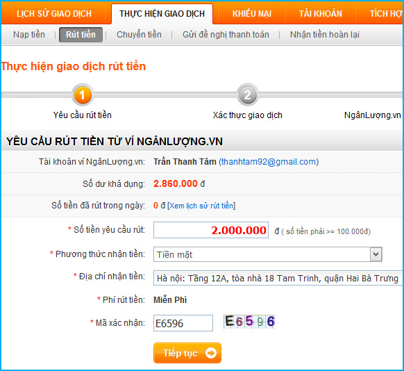 Hướng dẫn RÚT TIỀN từ tài khoản Rút tiền, yêu cầu rút tiền,rút tiền về tài khoản, rút tiền mặt, rút tiền ngân lượng