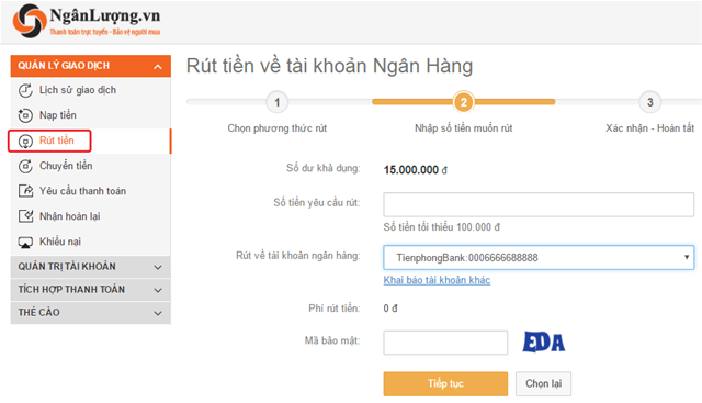Hướng dẫn RÚT TIỀN từ tài khoản Rút tiền, yêu cầu rút tiền,rút tiền về tài khoản, rút tiền mặt, rút tiền ngân lượng