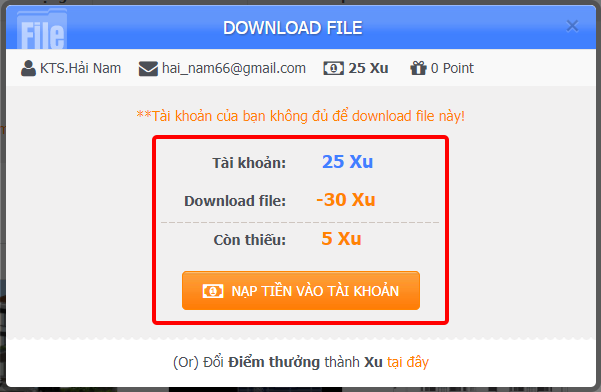 Hướng dẫn cách tải file có phí Tải file thiết kế, tải có phí, download file