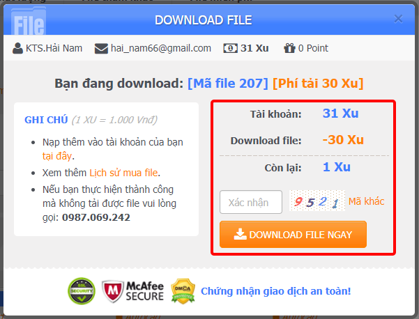 Hướng dẫn cách tải file có phí Tải file thiết kế, tải có phí, download file