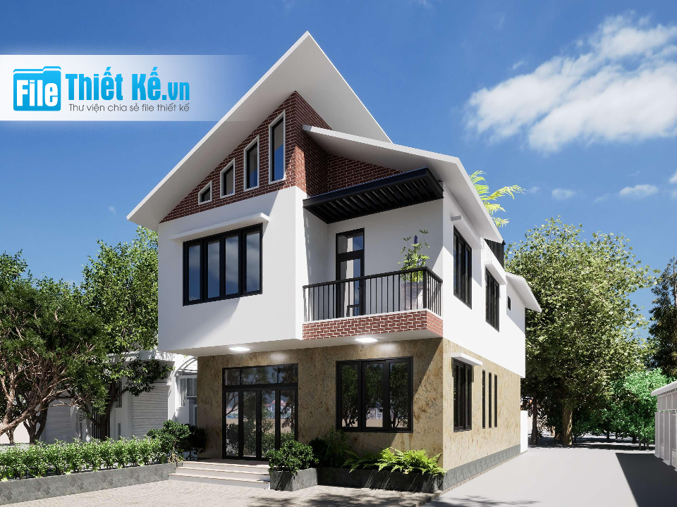nhà mái lệch, thiết kế nhà, thiết kế nhà mái lệch, bản vẽ nhà mái lệch

