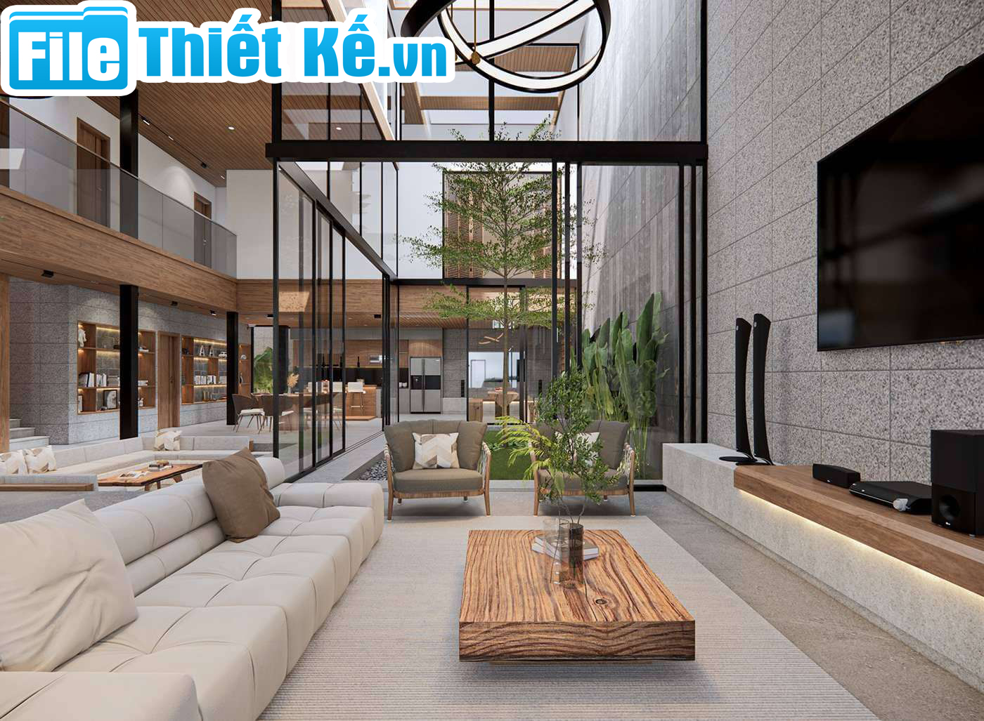 phòng khách thông tầng, thiết kế thông tầng, phòng khách cao trần, nhà phố thông tầng