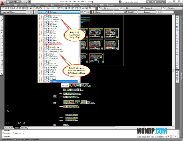 Lệnh Chuyển Layer Bản Vẽ Về Một Hệ Duy Nhất,Layer Bản Vẽ 