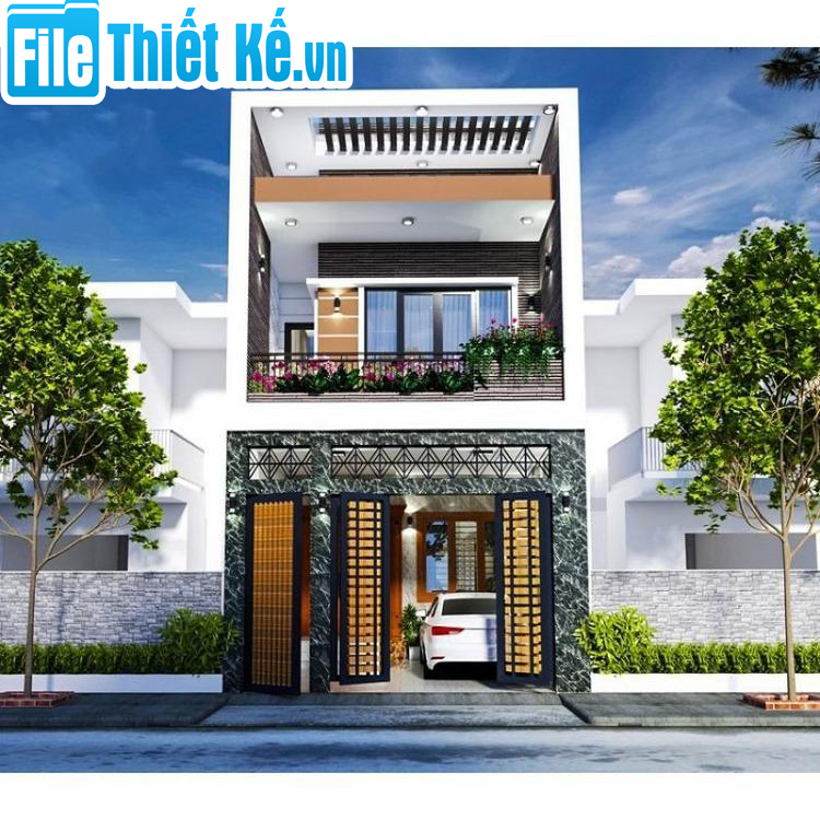thiết kế nhà ống, nhà ống 2 tầng, bản vẽ nhà ống 2 tầng