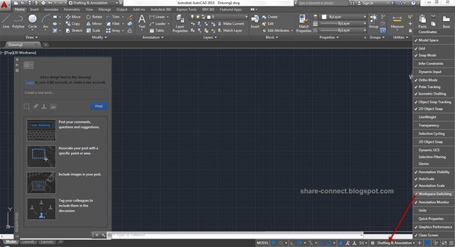 Chuyển về giao diện Classic - Autocad 2015 Chuyển về giao diện Classic - Autocad 2015,Giao diện Ribbon