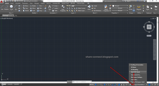 Chuyển về giao diện Classic - Autocad 2015,Giao diện Ribbon