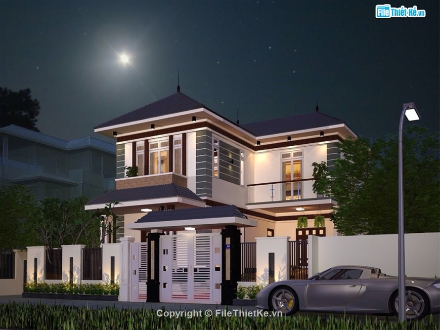 nhà chữ L, thiết kế nhà chữ L, mẫu nhà chữ L, filethietke.vn chữ L, mẫu nhà ở chữ L