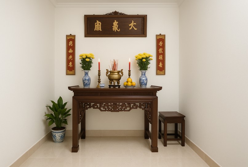 màu sơn phòng thờ, sơn phòng thờ đẹp, màu hợp phong thủy, màu sơn thu hút tài lộc