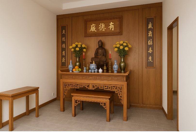 màu sơn phòng thờ, sơn phòng thờ đẹp, màu hợp phong thủy, màu sơn thu hút tài lộc