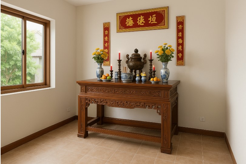 màu sơn phòng thờ, sơn phòng thờ đẹp, màu hợp phong thủy, màu sơn thu hút tài lộc