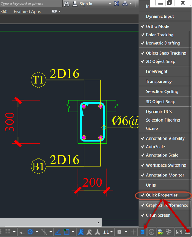 Bật tắt Quick Properties trong Autocad 2015 Bật tắt Quick Properties ,Tính năng của Quick Properties trong Autocad 2015