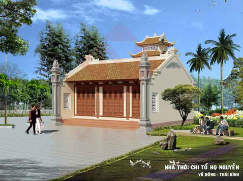Mẫu thiết kế nhà thờ họ, từ đường đẹp tại Bắc Giang và Hưng Yên thiết kế nhà thờ họ, kiến trúc nhà thờ họ, mẫu nhà thờ họ đẹp