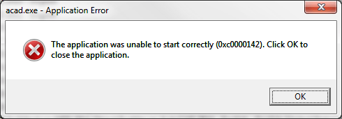 the application was unable to starst correctly (0xc0000142) trong autocad thông báo lỗi, mở autocad, chương trình mở
