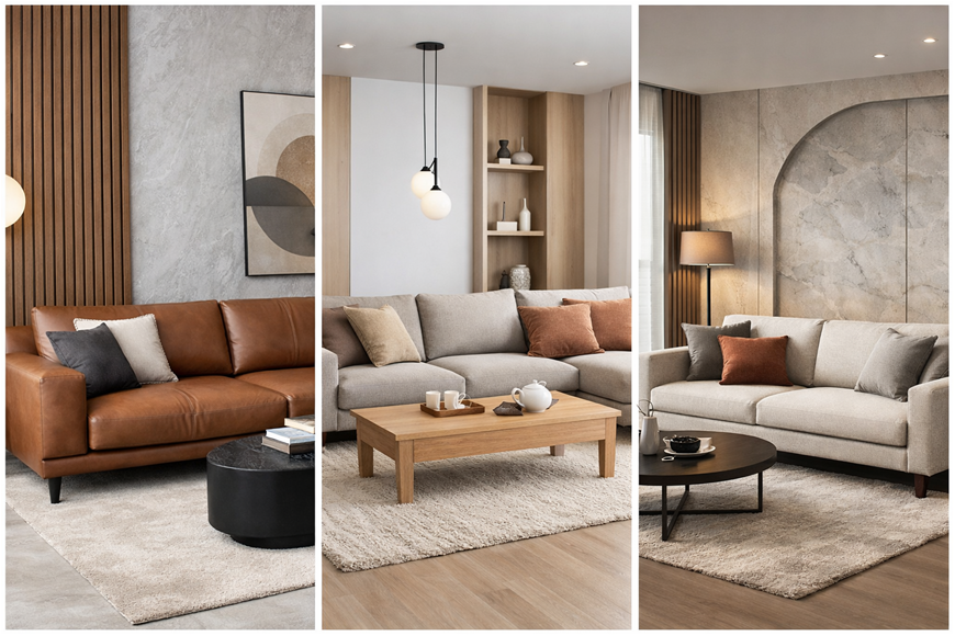 sofa nhà phố, sofa da hay sofa vải, chọn sofa cho nhà phố