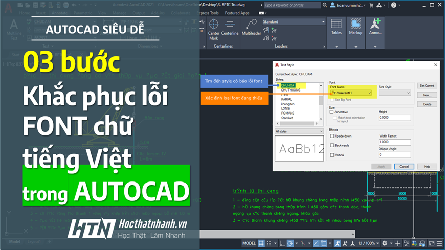 Hướng dẫn khắc phục lỗi font CAD chữ Tiếng Việt (3 bước kèm link tải font CAD Full) font Autocad, font chữ, cad font chữ, font chữ trong cad