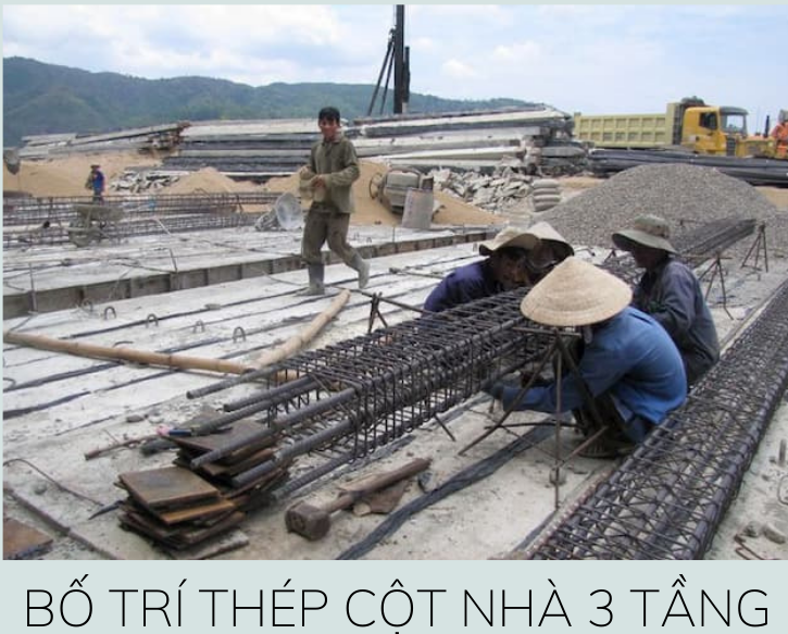 thép cột nhà 3 tầng, bố trí thép cột, thép cột nhà