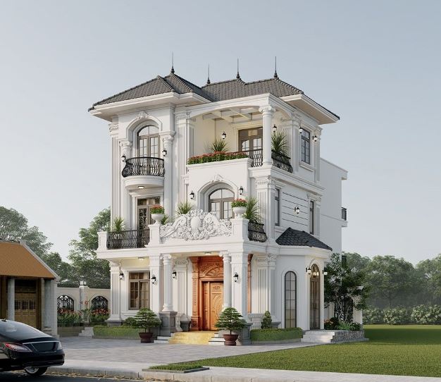 Sơn nhà màu trắng xanh đẹp dịu mát cho tổ ấm Filethietke.vn, Sơn màu trắng, sơn nhà