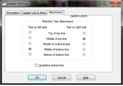 Thiết lập LE để tạo đường ghi chú trong autocad lệnh Qleader, thiết lập LE, ghi chú autocad