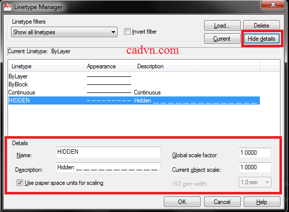 Thiết lập linetype cho bản vẽ autocad thiết lập linetype, bản vẽ autocad, sử dụng đường nét