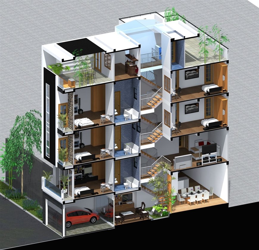 Xu Hướng Thiết Kế Nhà Lệch Tầng 2025 – Giải Pháp Không Gian Sống Hiện Đại Và Thẩm Mỹ Nhà lệch tầng, bản vẽ nhà lệch tầng, thiết nhà lệch tầng, nhà lệch tầng